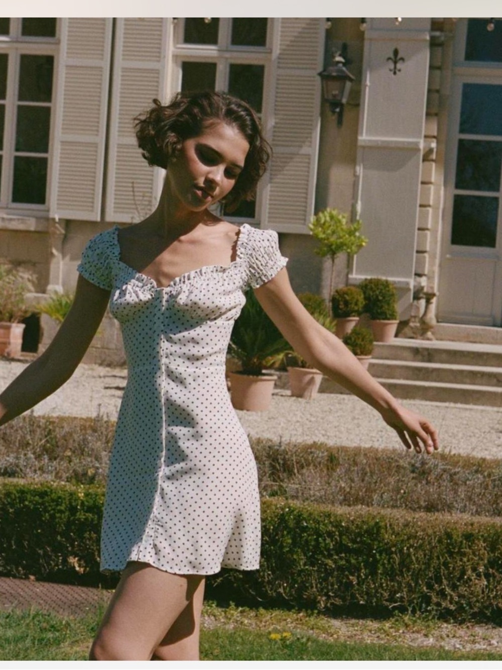 With Jean Isabelle white polka mini dress NEW